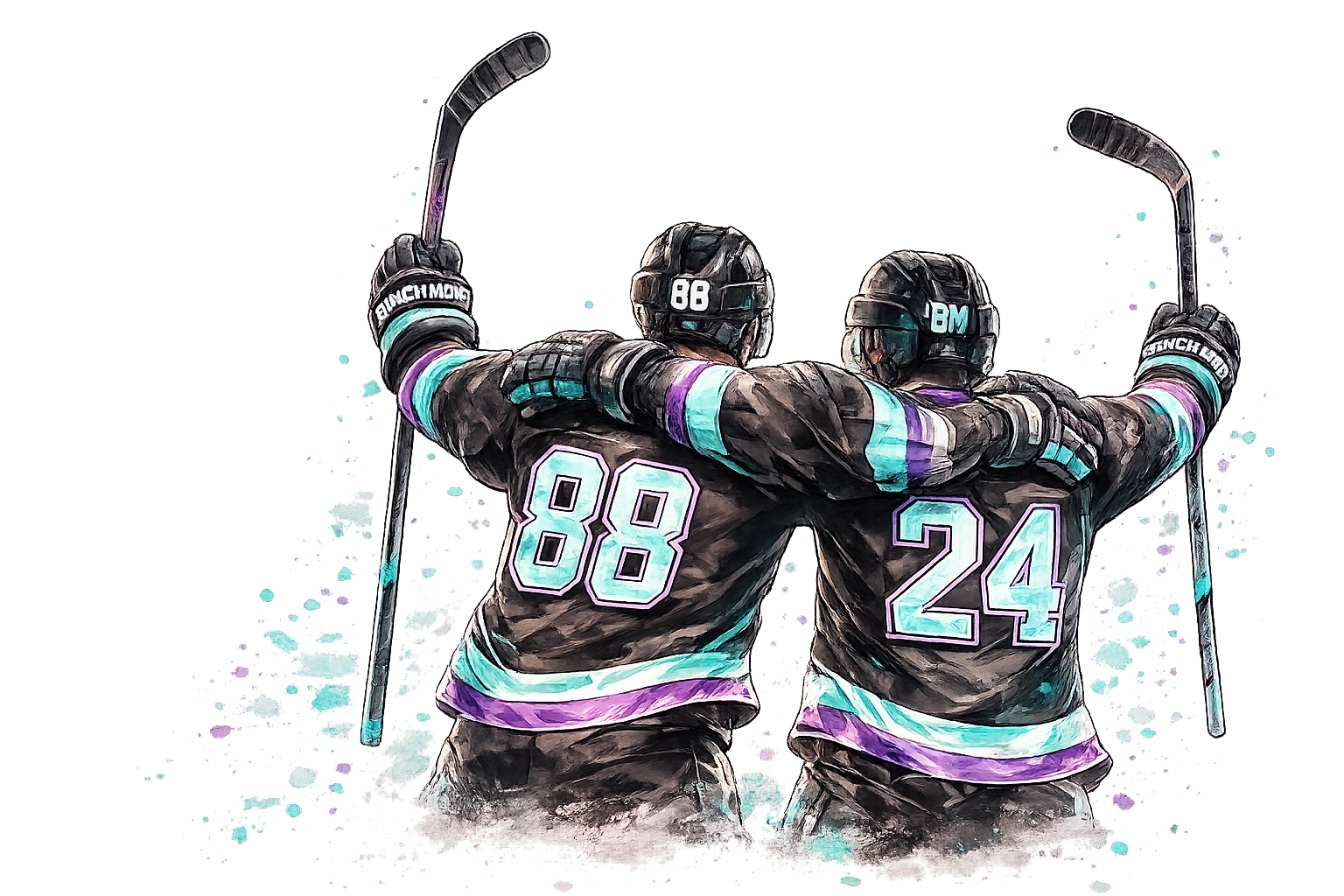 Bench Mob hockey players celebrating together
